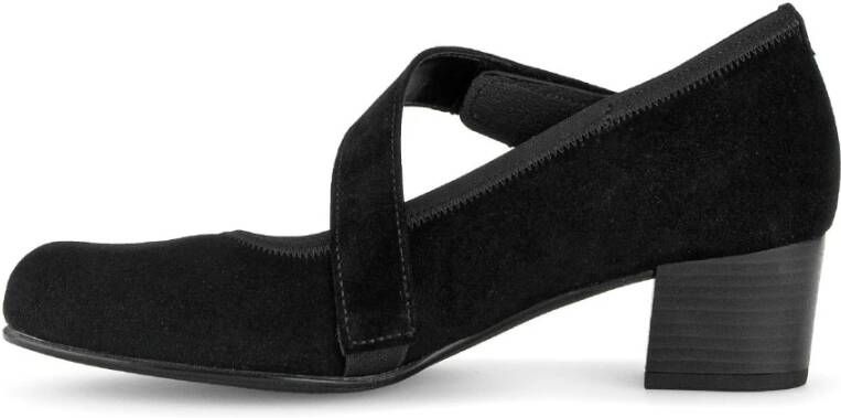 Gabor Zwarte Velours Klassieke Trotteur Schoenen Black Dames