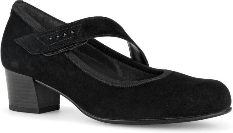 Gabor Zwarte Velours Klassieke Trotteur Schoenen Black Dames