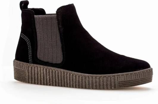 Gabor Zwarte Velvet Chelsea Boot Black Dames