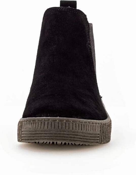 Gabor Zwarte Velvet Chelsea Boot Black Dames