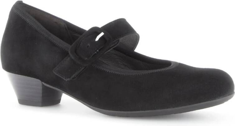 Gabor Zwarte Velvet Klassieke Trotteur Schoenen Black Dames