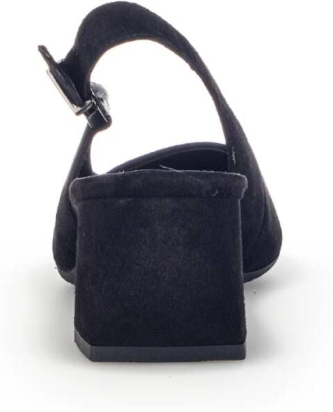 Gabor Zwarte Velvet Leren Sling Black Dames