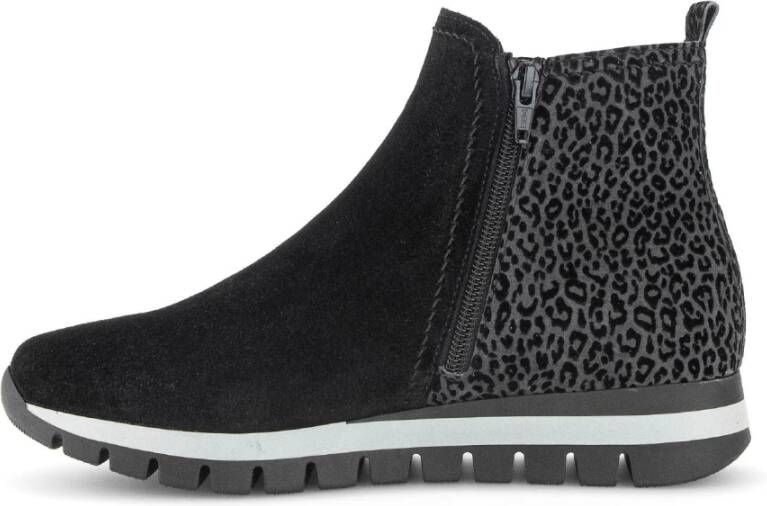 Gabor Zwarte Velvet Leren Sneaker Laars Black Dames