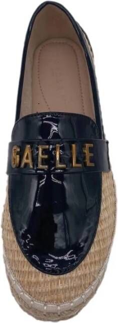 Gaëlle Paris Raffia Espadrilles met Krokodileffect en Gouden Logo Black Dames