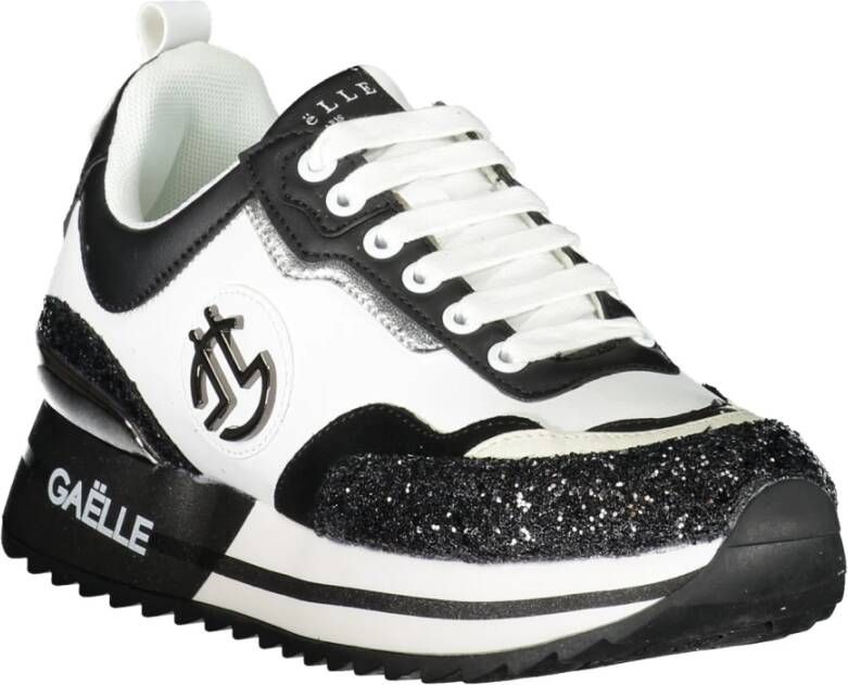 Gaëlle Paris Sportieve Veterschoenen Zwart Contrast Logo Black Dames