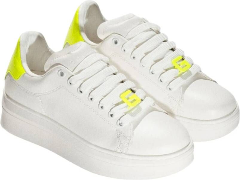 Gaëlle Paris Witte en gele fluorescerende sneakers White Dames