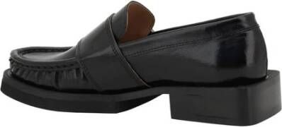 Ganni Blokhak Leren Loafers met Gesp Black Dames