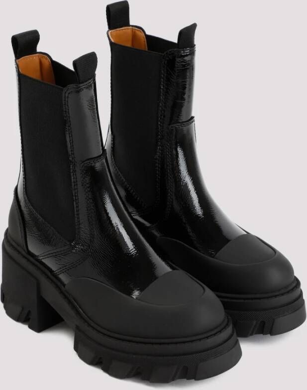 Ganni Chelsea Boots in Zwart Leer Black Dames