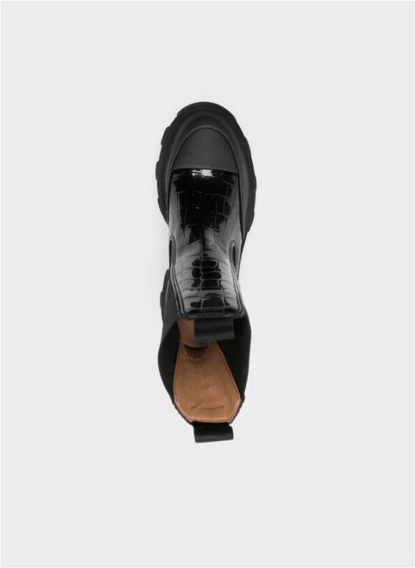 Ganni Chelsea Croc-Effect Laars Black Dames