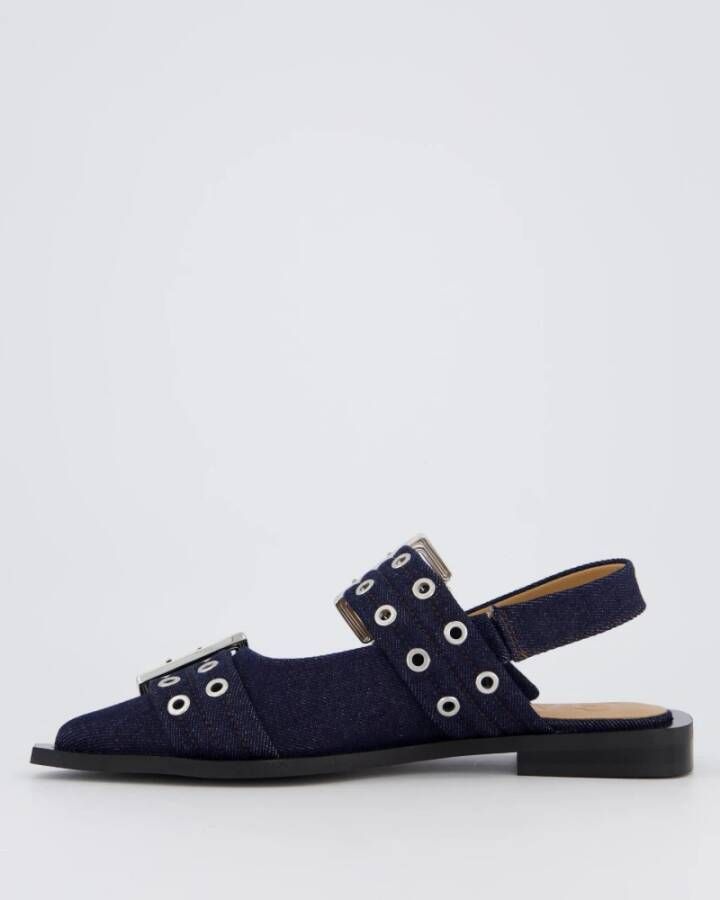 Ganni Chunky Buckle Ballerina Auberg Blue Dames