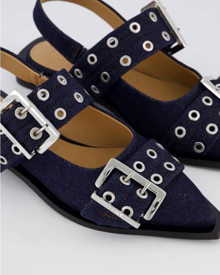 Ganni Chunky Buckle Ballerina Auberg Blue Dames