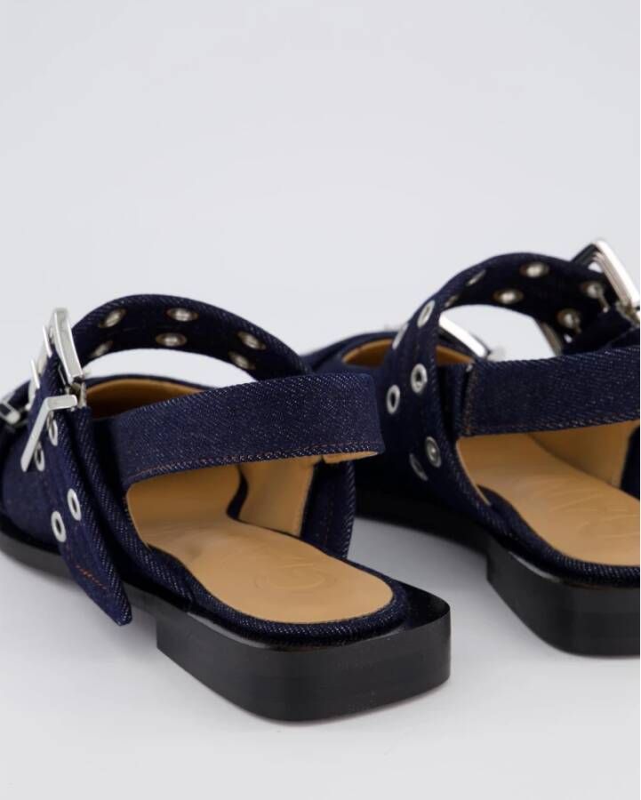 Ganni Chunky Buckle Ballerina Auberg Blue Dames