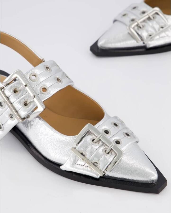 Ganni Chunky Buckle Ballerina Schoenen Gray Dames