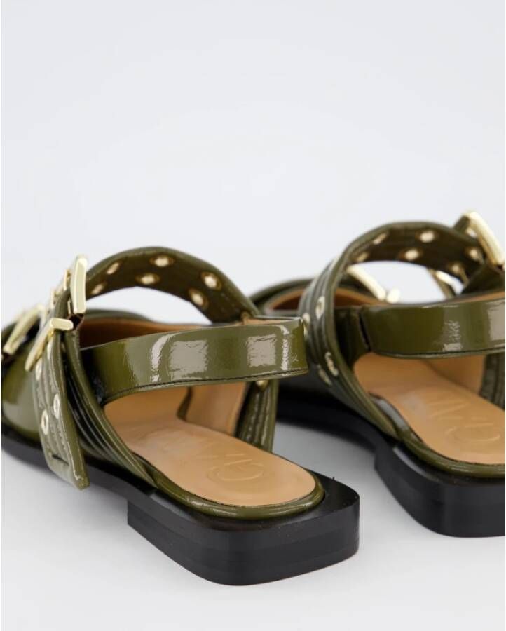 Ganni Chunky Buckle Ballerina Schoenen Green Dames