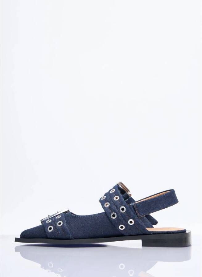 Ganni Denim Gesp Ballerina Flats Blue Dames