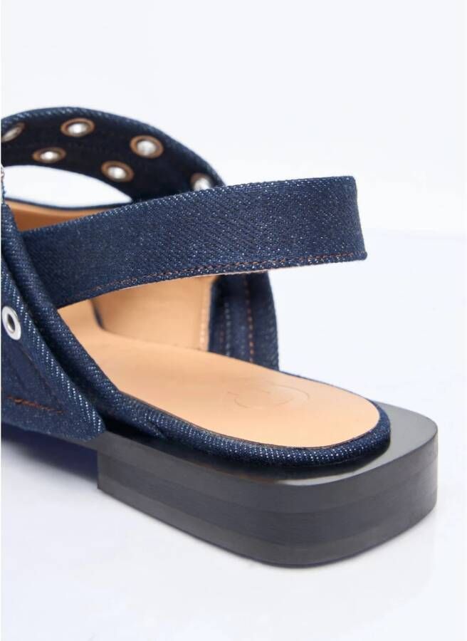 Ganni Denim Gesp Ballerina Flats Blue Dames