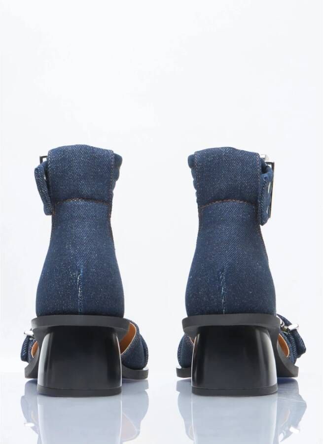 Ganni Denim gespumps met blokhak Blue Dames