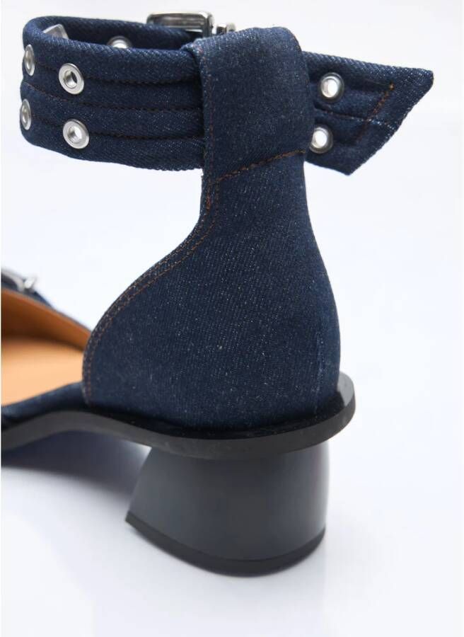 Ganni Denim gespumps met blokhak Blue Dames