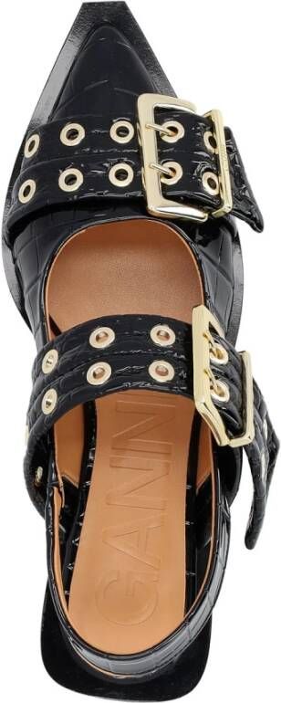 Ganni Elegante gesp krokostijl Black Dames