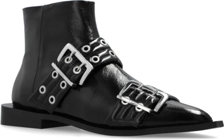 Ganni Buckle Enkellaarsjes Black Dames