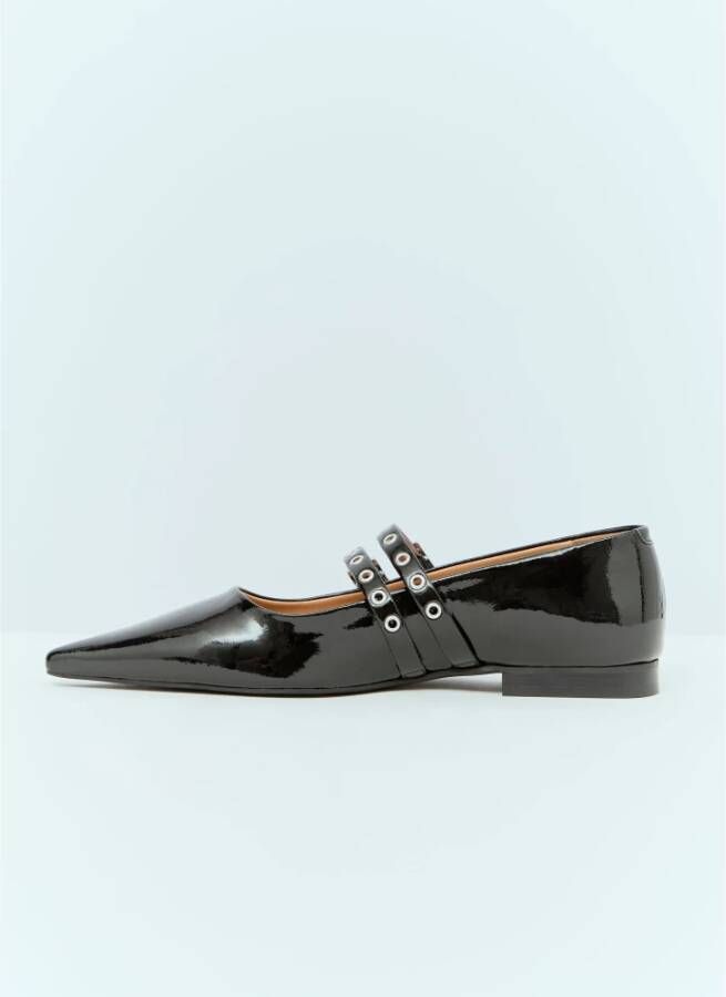 Ganni Eyelet Ballerina Flats Black Dames