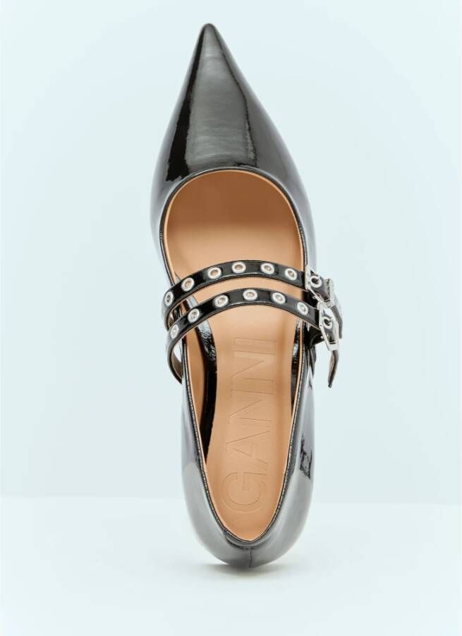 Ganni Eyelet Ballerina Flats Black Dames