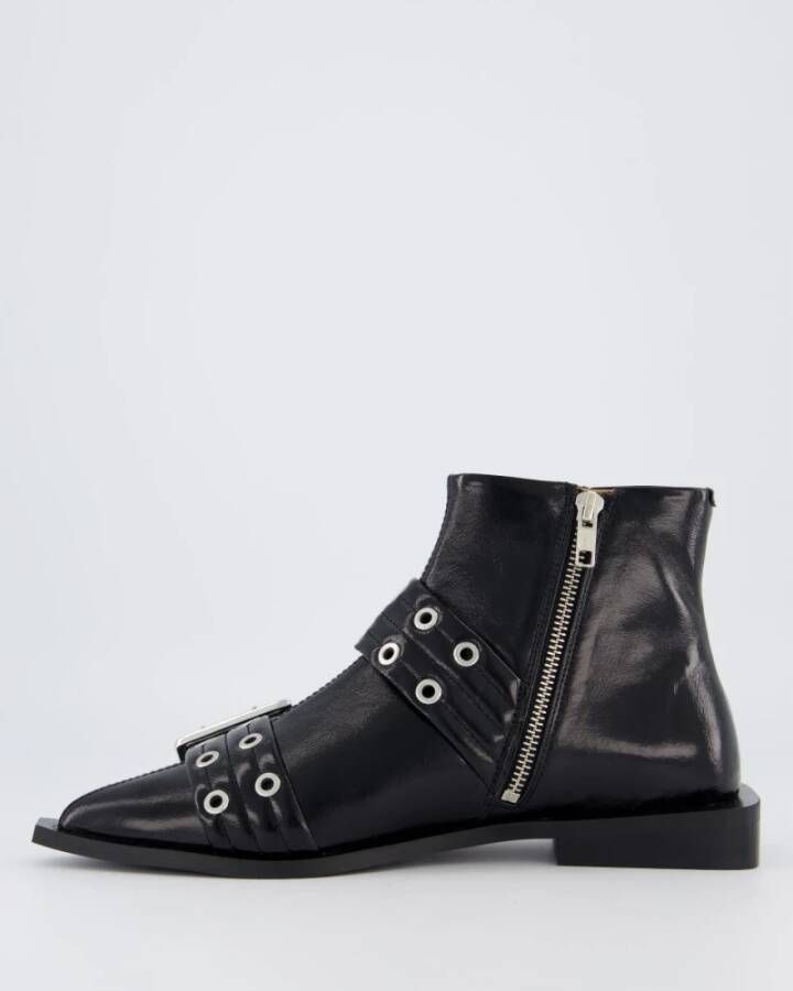 Ganni Feminine Buckle Flat Boot Black Dames