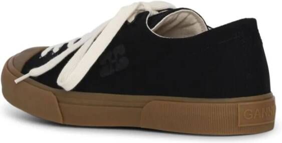 Ganni Geborduurde Katoenen Sneakers Black Dames