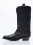 Ganni Zwarte Geborduurde Western Mid-Calf Laarzen Black Dames - Thumbnail 5