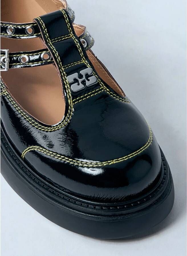 Ganni Glanzende Mary Jane Schoenen met Gesp Black Dames