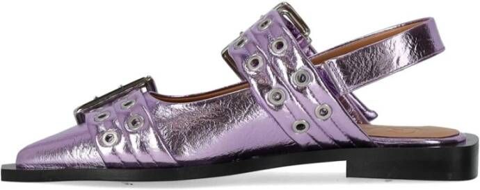 Ganni Lavendel Slingback Ballet Flat met Gespen Purple Dames