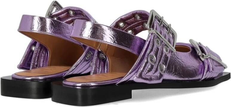 Ganni Lavendel Slingback Ballet Flat met Gespen Purple Dames