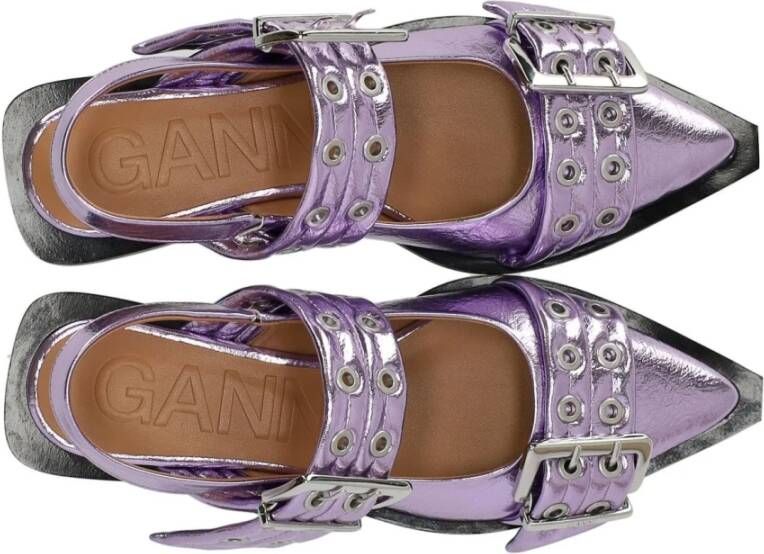 Ganni Lavendel Slingback Ballet Flat met Gespen Purple Dames