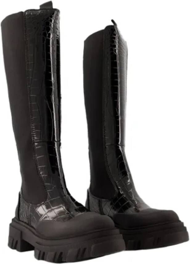 Ganni Leather boots Black Dames