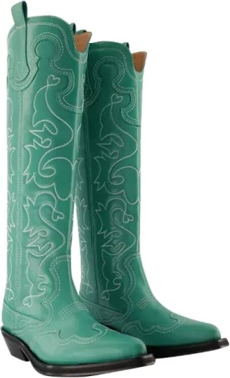 Ganni Leather boots Green Dames