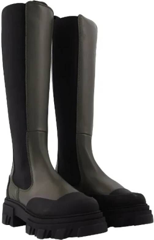 Ganni Leather boots Green Dames