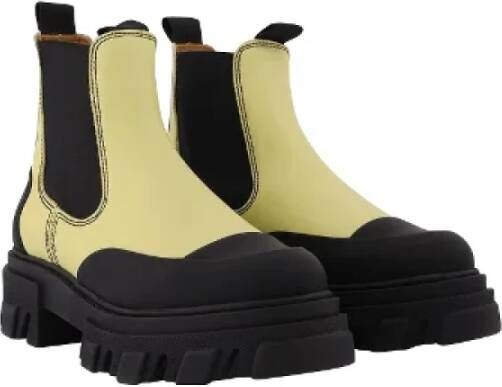 Ganni Leather boots Yellow Dames