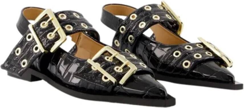 Ganni Leather flats Black Dames