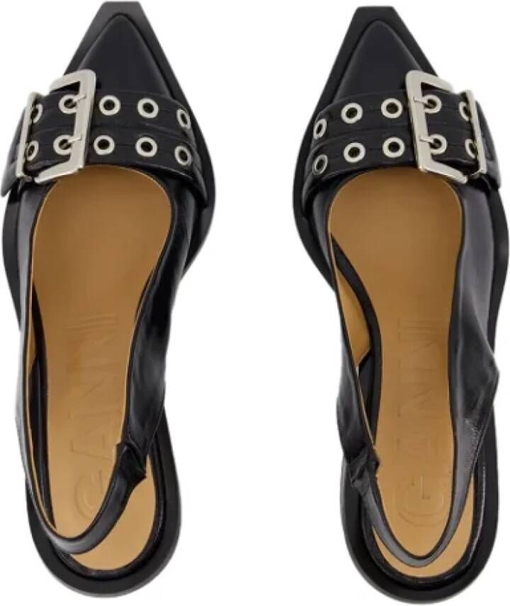 Ganni Leather flats Black Dames