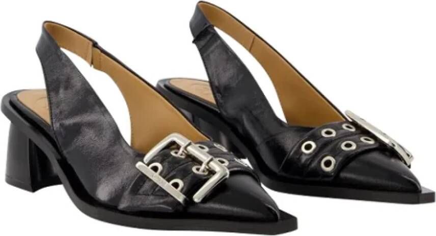 Ganni Leather flats Black Dames