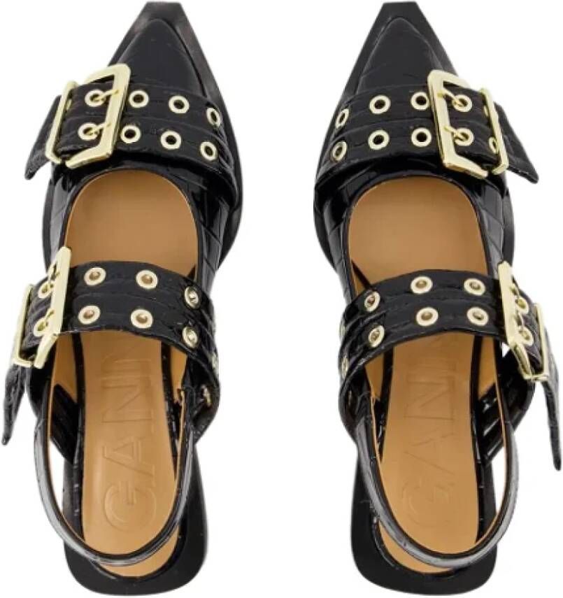 Ganni Leather flats Black Dames