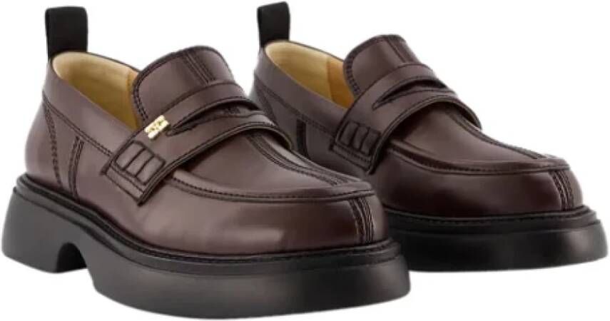 Ganni Leather flats Brown Dames