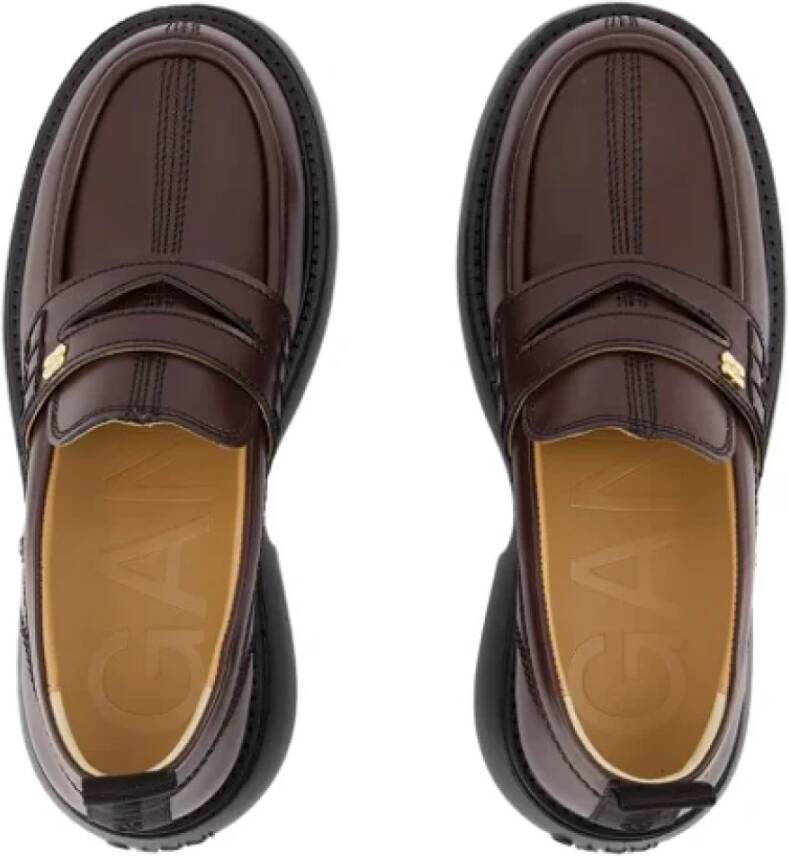 Ganni Leather flats Brown Dames