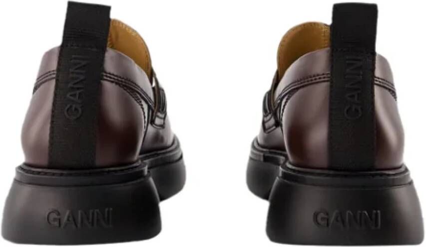 Ganni Leather flats Brown Dames