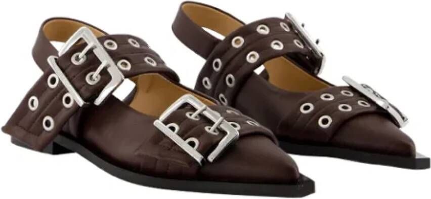 Ganni Leather flats Brown Dames