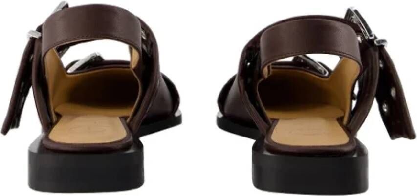 Ganni Leather flats Brown Dames