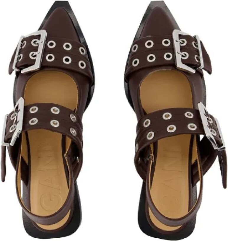 Ganni Leather flats Brown Dames