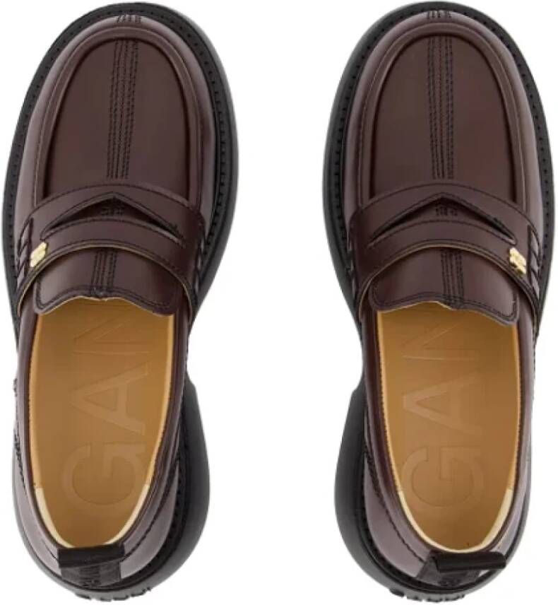 Ganni Leather flats Brown Dames