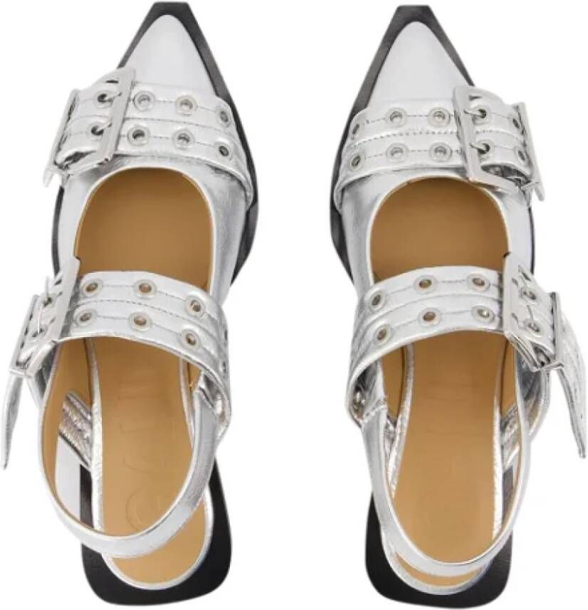 Ganni Leather flats Gray Dames