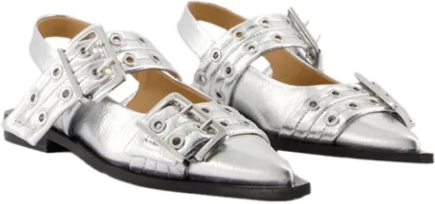 Ganni Leather flats Gray Dames